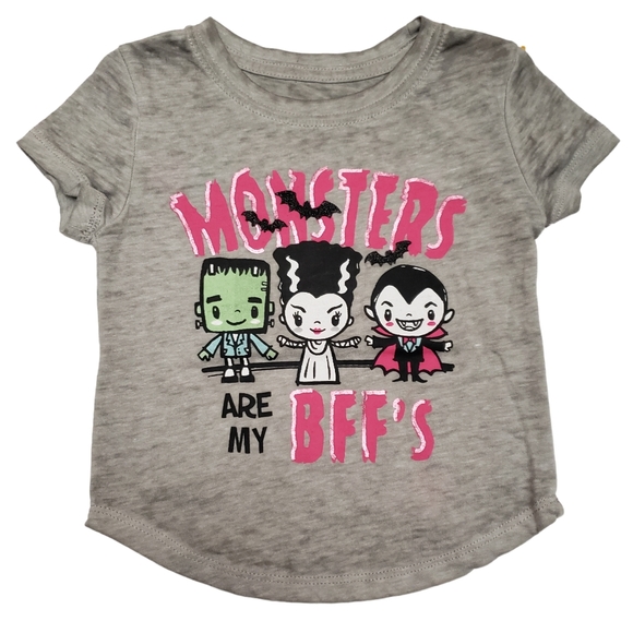 Universal Studios Other - Girls Little Monsters Are My Bffs T-shirt Size 12M Gray